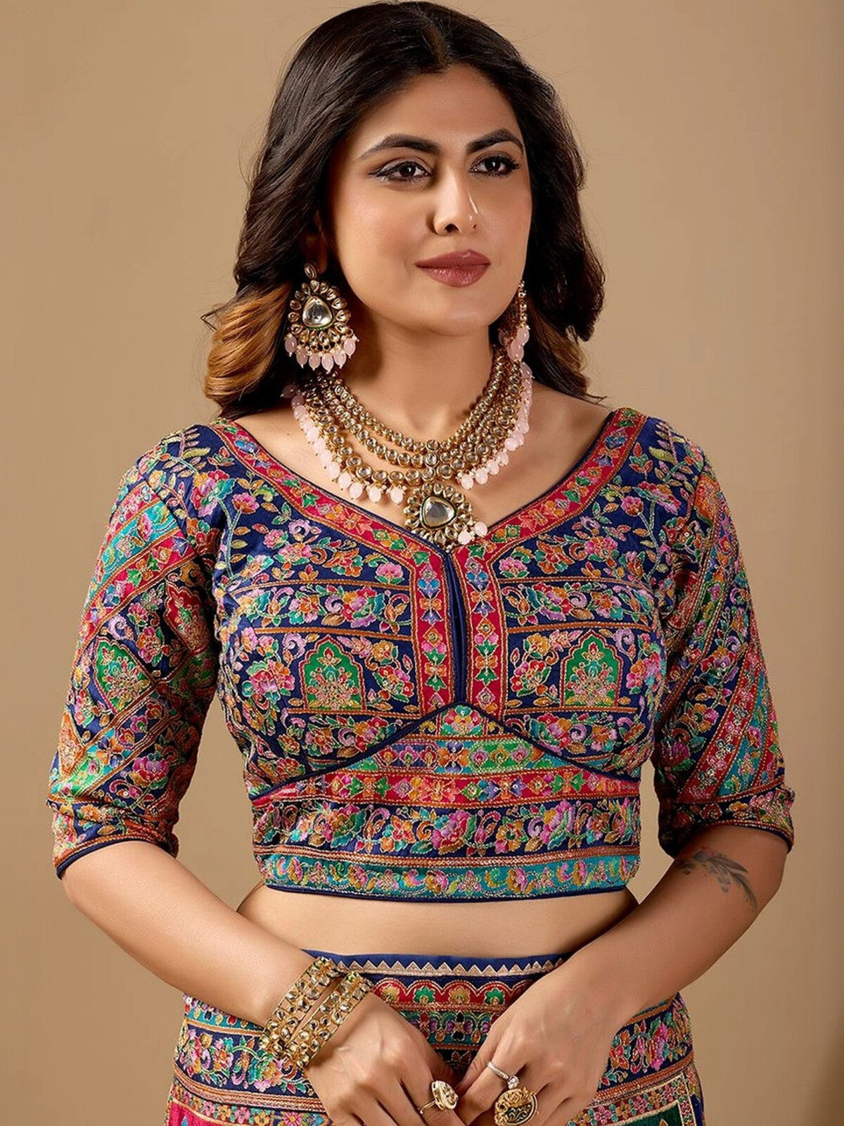 Multicoloured Banarasi Silk Blend Saree.