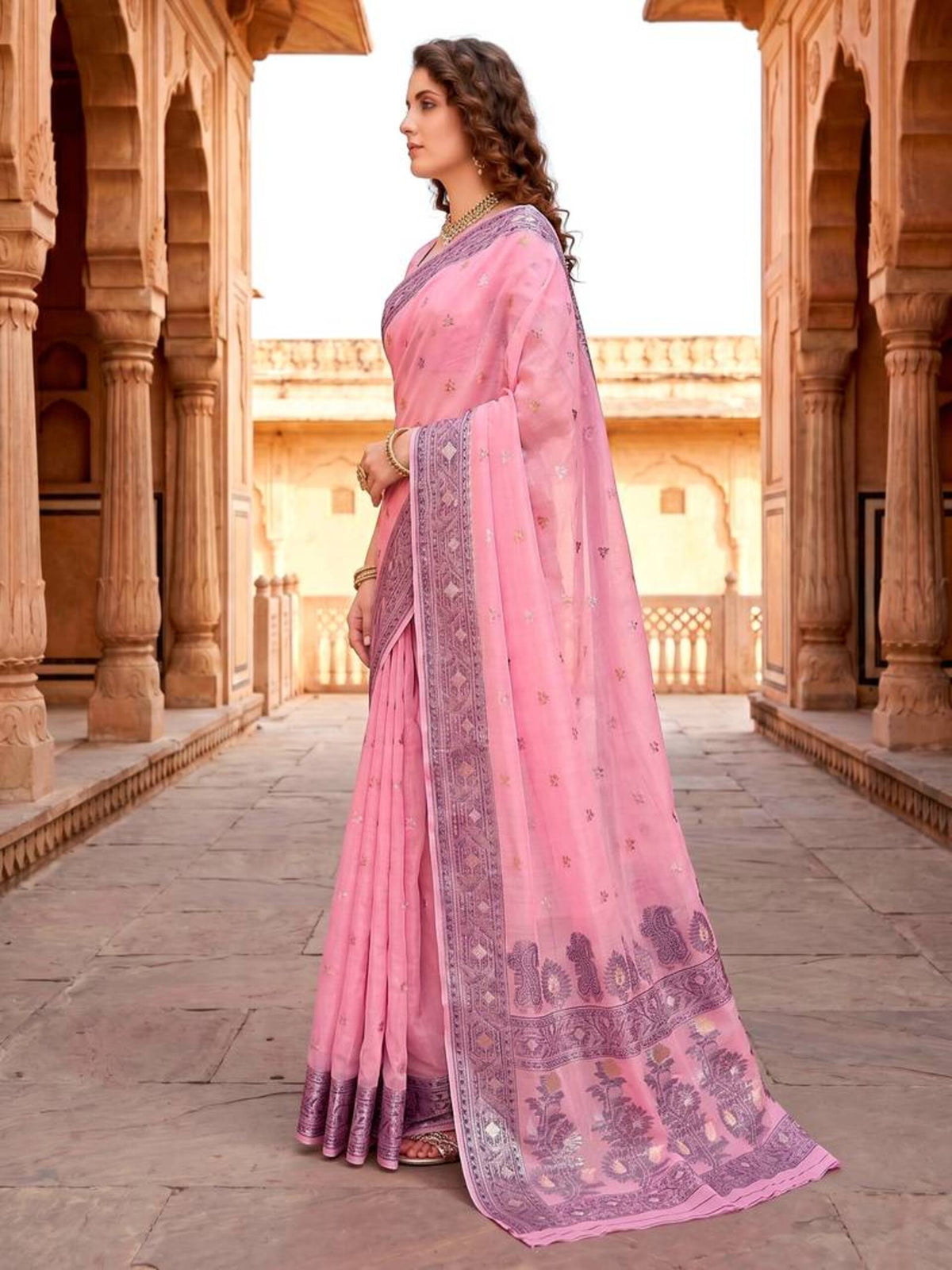 Rangvi Urvi Cotton Blend Designer Elegant Saree with Classic Weaving Border