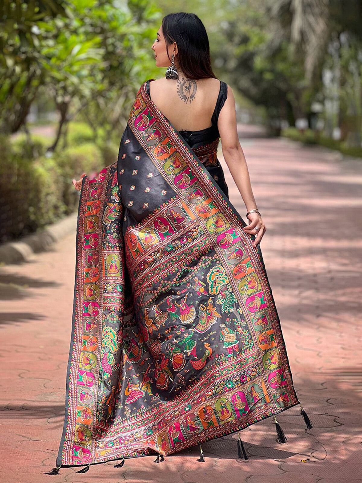 Woven Design Pashmina Silk Saree.