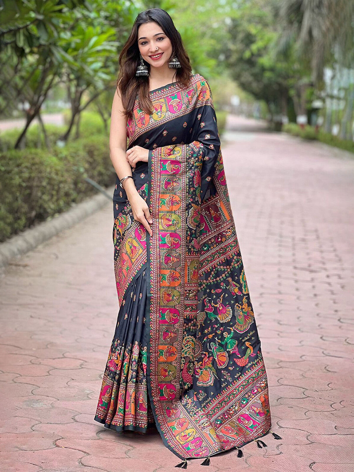 Woven Design Pashmina Silk Saree.