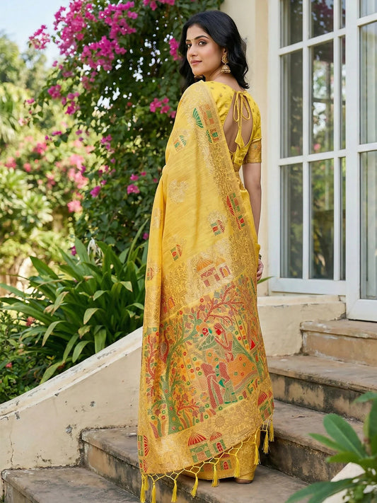 Rangvi Linen Grace Premium Linen Cotton Elegant Saree