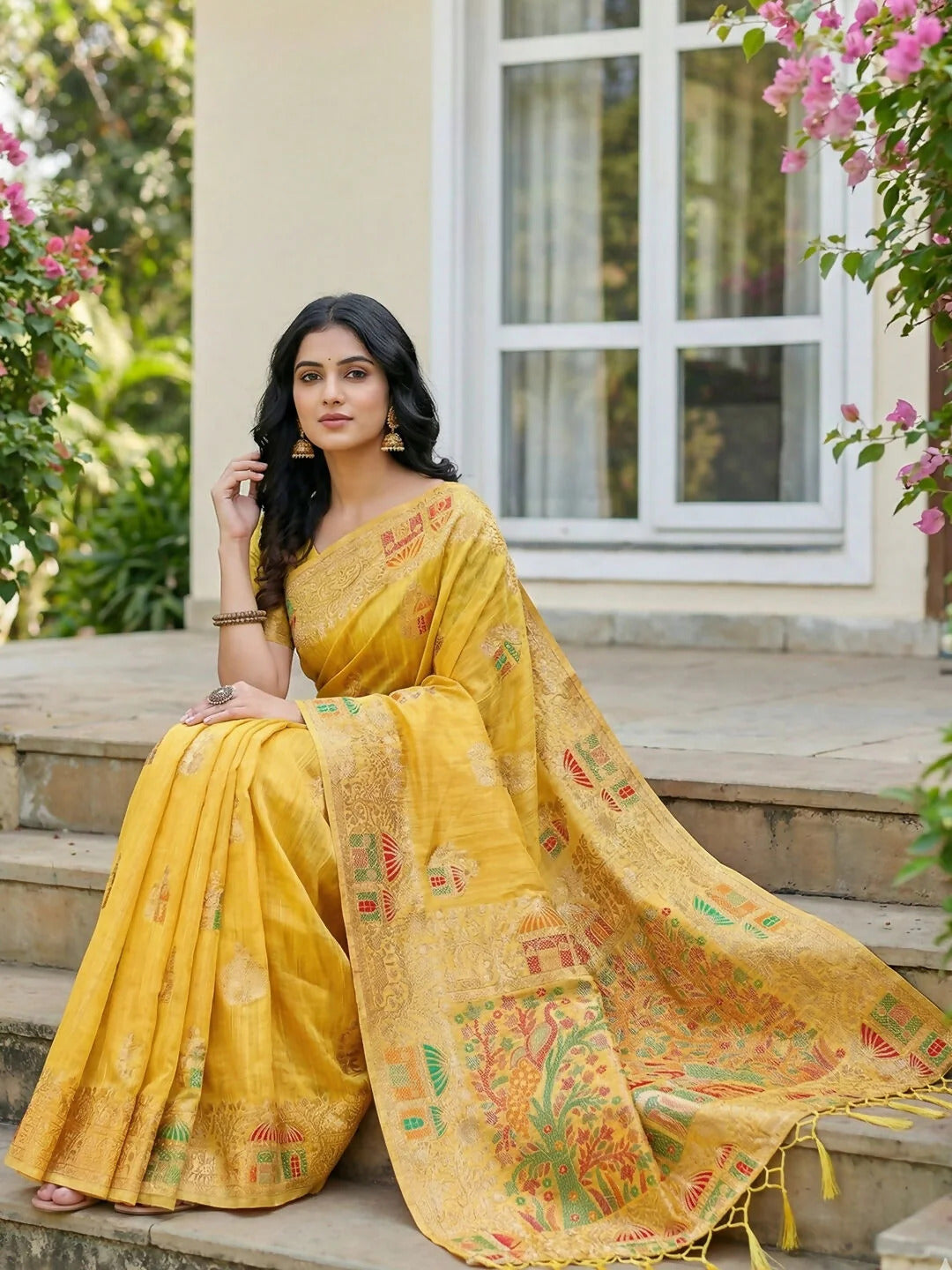 Rangvi Linen Grace Premium Linen Cotton Elegant Saree